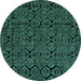 Round Machine Washable Abstract Turquoise Modern Area Rugs, wshabs5100turq