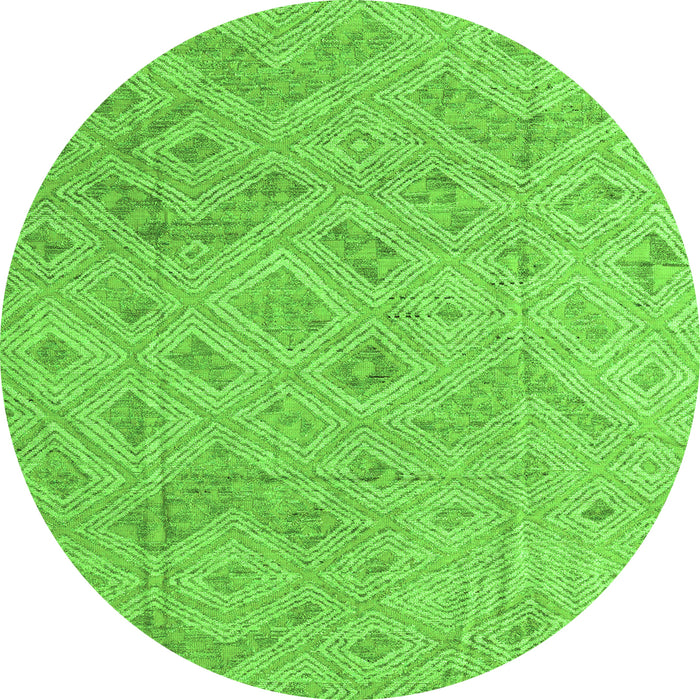 Round Machine Washable Abstract Green Modern Area Rugs, wshabs5101grn