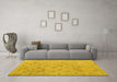 Machine Washable Abstract Yellow Modern Rug in a Living Room, wshabs5101yw