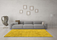 Machine Washable Abstract Yellow Modern Rug, wshabs5101yw