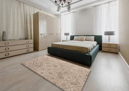 Abstract Dark Almond Brown Modern Rug in a Bedroom, abs5101