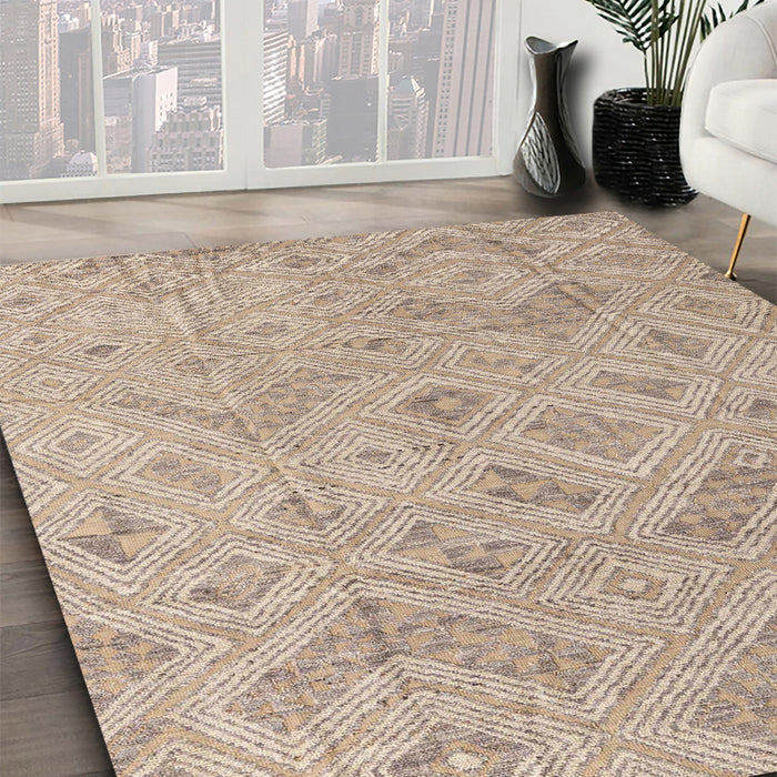 Machine Washable Abstract Dark Almond Brown Rug in a Family Room, wshabs5101