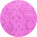 Round Abstract Pink Modern Rug, abs5101pnk