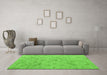 Machine Washable Abstract Green Modern Area Rugs in a Living Room,, wshabs5101grn