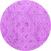 Round Machine Washable Abstract Purple Modern Area Rugs, wshabs5101pur