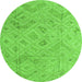 Round Abstract Green Modern Rug, abs5101grn