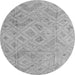 Round Machine Washable Abstract Gray Modern Rug, wshabs5101gry