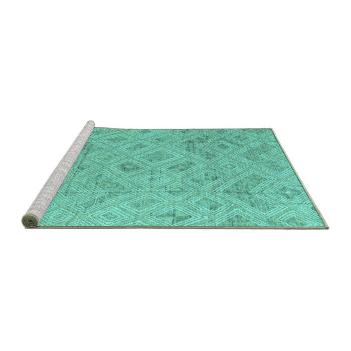 Sideview of Machine Washable Abstract Turquoise Modern Area Rugs, wshabs5101turq