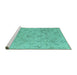 Sideview of Machine Washable Abstract Turquoise Modern Area Rugs, wshabs5101turq