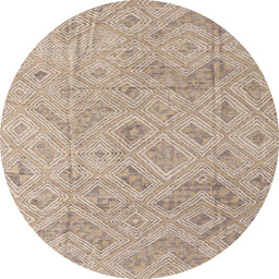 Round Abstract Dark Almond Brown Modern Rug, abs5101