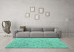 Machine Washable Abstract Turquoise Modern Area Rugs in a Living Room,, wshabs5101turq