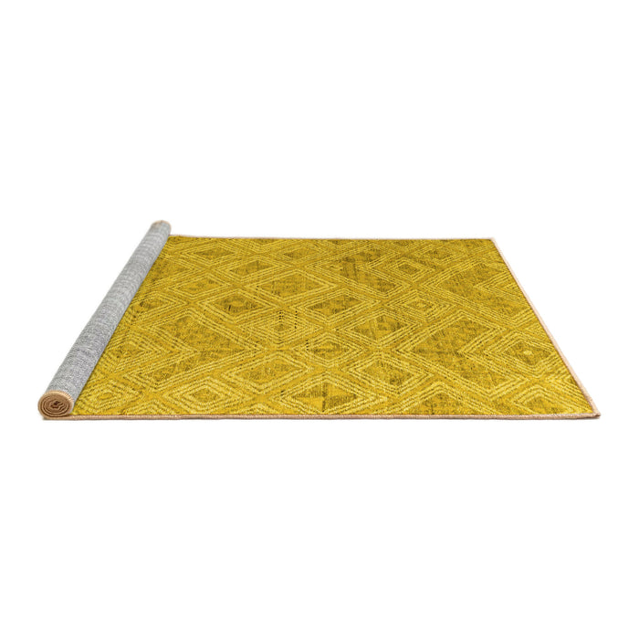 Sideview of Machine Washable Abstract Yellow Modern Rug, wshabs5101yw