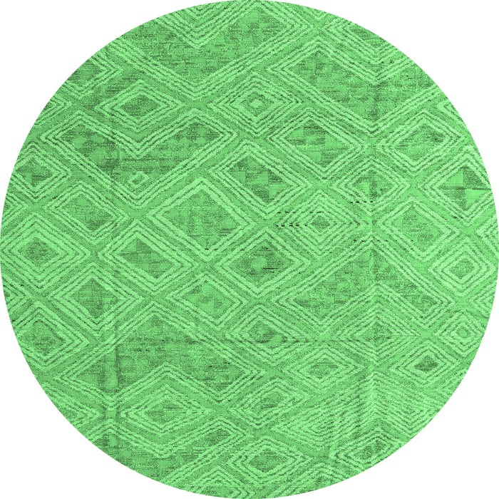 Round Abstract Emerald Green Modern Rug, abs5101emgrn