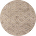 Round Machine Washable Abstract Dark Almond Brown Rug, wshabs5101