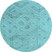 Round Machine Washable Abstract Light Blue Modern Rug, wshabs5101lblu