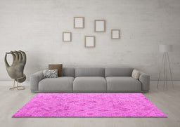 Machine Washable Abstract Pink Modern Rug in a Living Room, wshabs5101pnk