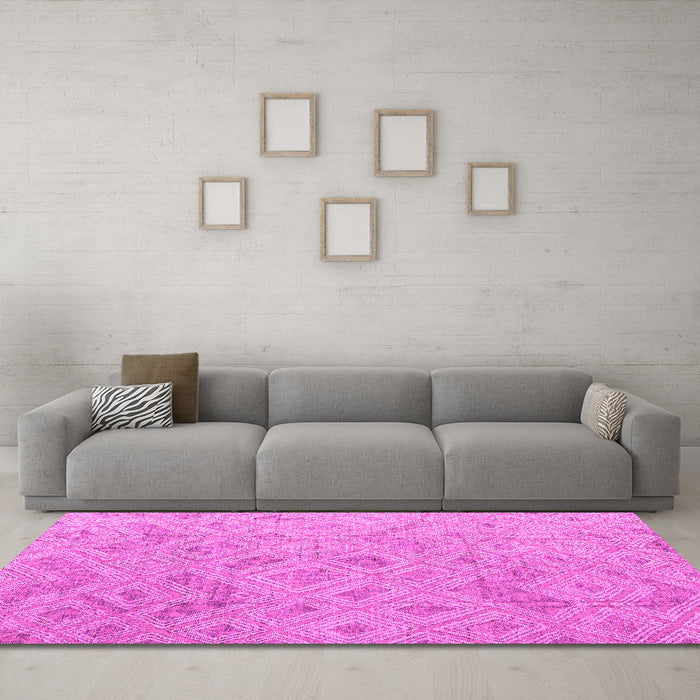 Machine Washable Abstract Pink Modern Rug in a Living Room, wshabs5101pnk