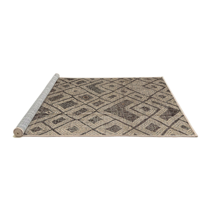 Sideview of Machine Washable Abstract Tan Brown Rug, wshabs5102
