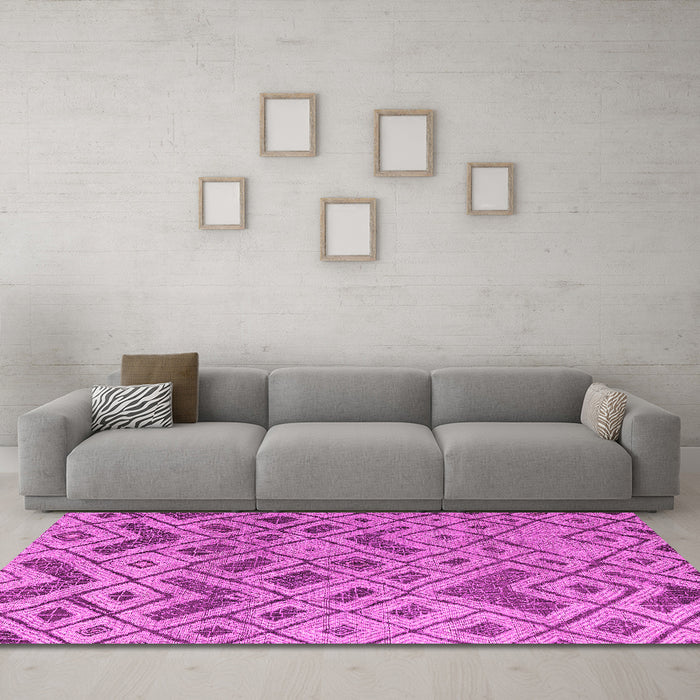 Machine Washable Abstract Pink Modern Rug in a Living Room, wshabs5102pnk