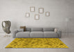 Machine Washable Abstract Yellow Modern Rug in a Living Room, wshabs5102yw