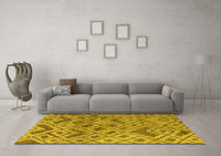 Machine Washable Abstract Yellow Modern Rug, wshabs5102yw