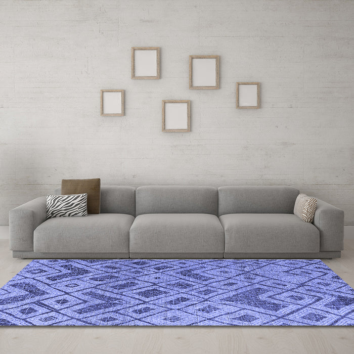 Machine Washable Abstract Blue Modern Rug in a Living Room, wshabs5102blu