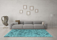 Machine Washable Abstract Light Blue Modern Rug, wshabs5102lblu