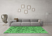 Machine Washable Abstract Emerald Green Modern Area Rugs in a Living Room,, wshabs5102emgrn