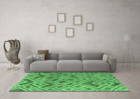 Machine Washable Abstract Emerald Green Modern Rug, wshabs5102emgrn