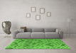 Machine Washable Abstract Green Modern Area Rugs in a Living Room,, wshabs5102grn