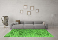 Machine Washable Abstract Green Modern Rug, wshabs5102grn