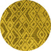 Round Abstract Yellow Modern Rug, abs5102yw