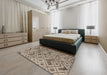 Abstract Tan Brown Modern Rug in a Bedroom, abs5102