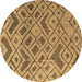 Round Machine Washable Abstract Brown Modern Rug, wshabs5102brn