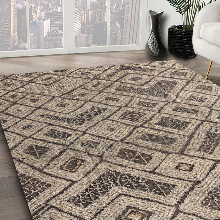Abstract Tan Brown Modern Rug in Family Room, abs5102