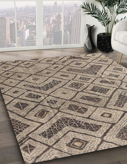 Machine Washable Abstract Tan Brown Rug in a Family Room, wshabs5102