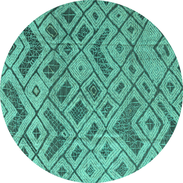 Round Abstract Turquoise Modern Rug, abs5102turq