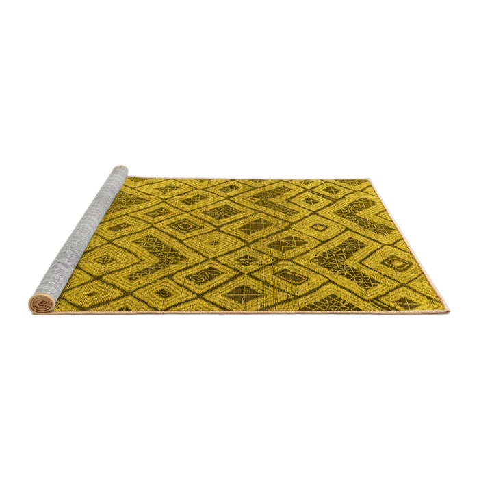 Sideview of Machine Washable Abstract Yellow Modern Rug, wshabs5102yw