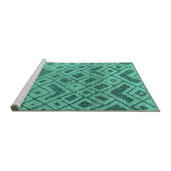 Sideview of Machine Washable Abstract Turquoise Modern Area Rugs, wshabs5102turq