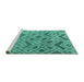 Sideview of Machine Washable Abstract Turquoise Modern Area Rugs, wshabs5102turq