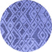 Round Abstract Blue Modern Rug, abs5102blu