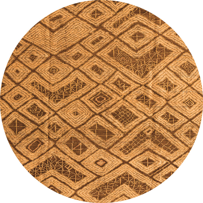 Round Abstract Orange Modern Rug, abs5102org