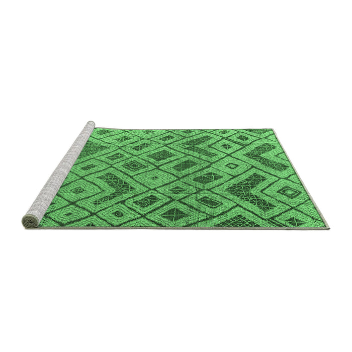 Sideview of Machine Washable Abstract Emerald Green Modern Area Rugs, wshabs5102emgrn