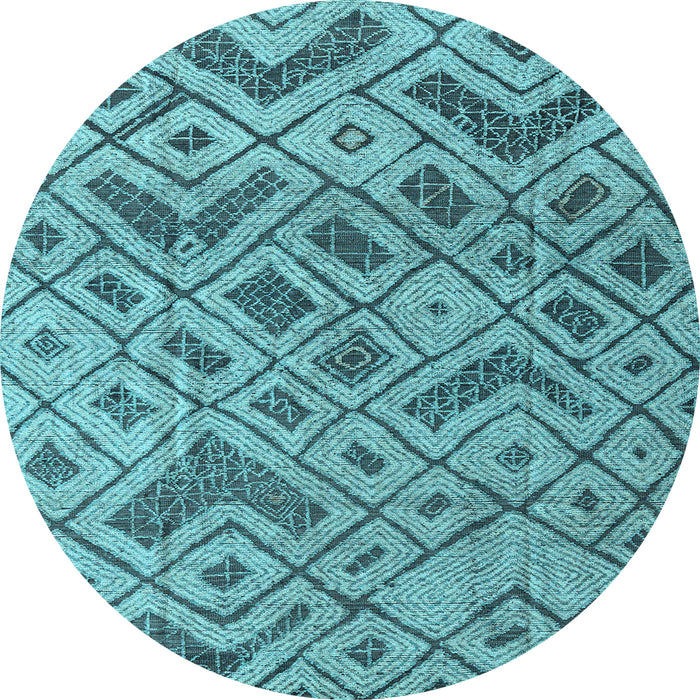 Round Abstract Light Blue Modern Rug, abs5102lblu