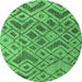 Round Abstract Emerald Green Modern Rug, abs5102emgrn