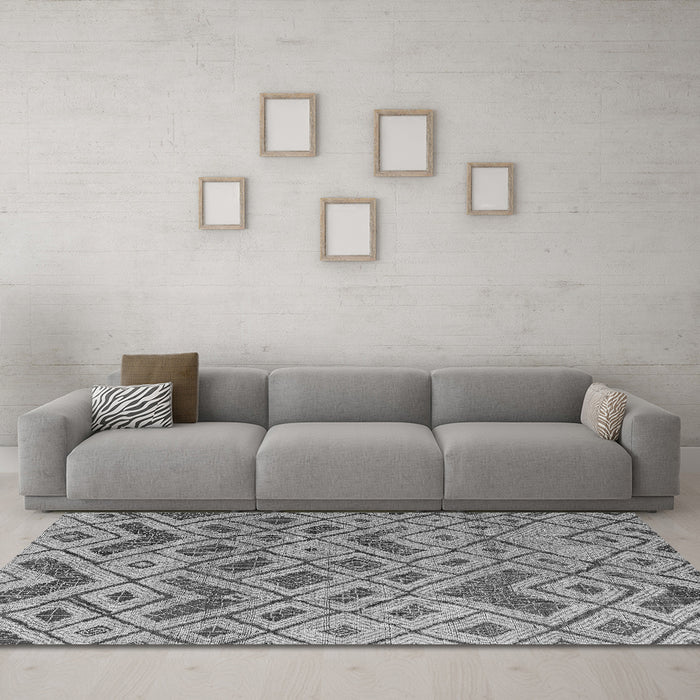 Machine Washable Abstract Gray Modern Rug in a Living Room,, wshabs5102gry