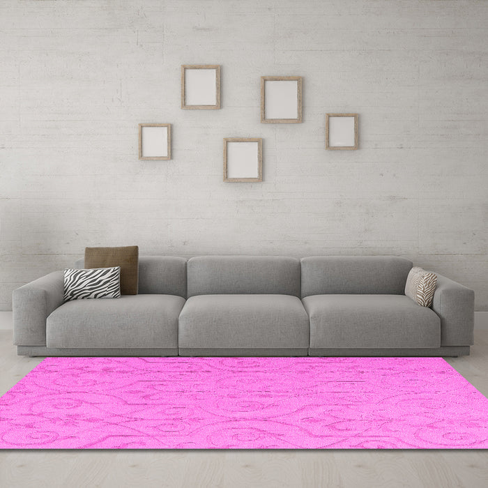 Machine Washable Abstract Pink Modern Rug in a Living Room, wshabs5103pnk