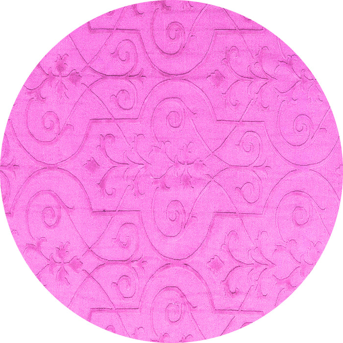 Round Machine Washable Abstract Pink Modern Rug, wshabs5103pnk