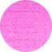 Round Machine Washable Abstract Pink Modern Rug, wshabs5103pnk