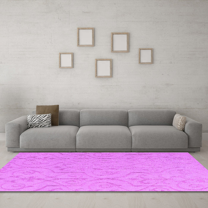 Machine Washable Abstract Purple Modern Area Rugs in a Living Room, wshabs5103pur